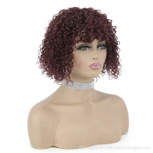 Lsybeauty 720 Live Show Bob Sale 99J# Machine Made Human Hair Wigs 8 Inch Glueless Bob Short Wig For Black Women